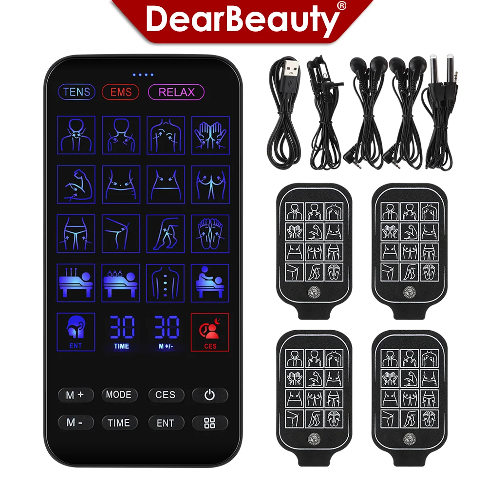 

4 in1 TENS EMS Unit with CES Sleep Aid Device and Infrared Nasal Therapy Device Dual Channel TENS EMS Machine Muscle Stimulator