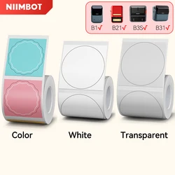 NIIMBOT Round Thermal Label Sticker for B1 B31 B21 B3S Printer Transparent Self-adhesive Labels Paper Color Label DIY Name Tag