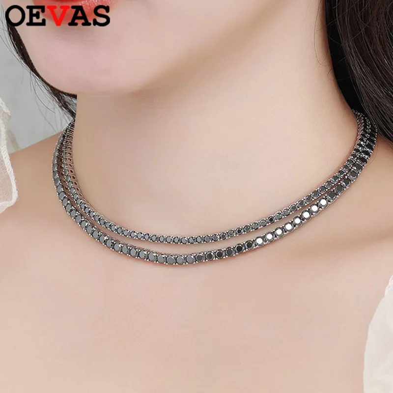 

OEVAS 100% 925 Sterling Silver Full Real Moissanite Sparkling Top Quality Chains Necklace For Women Party Fine Jewelry Gift