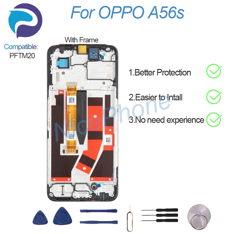Для OPPO A56s LCD дисплей кодирующий преобразователь сенсорного экрана в сборе Замена PFTM20 A56s экран ЖК-дисплей