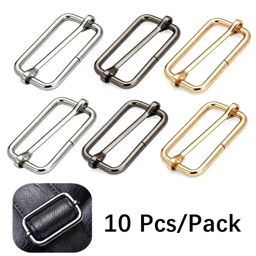 10pcs Metal Slides Tri-Glides Wire-Formed Roller Pin Buckles Slider Adjuster Bag Strap Accessories 13mm 16mm 20mm 32mm 38mm 50mm