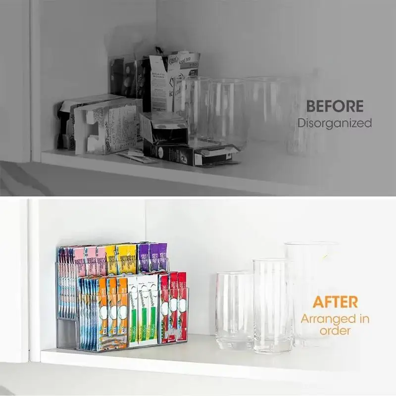 1Pcs Coffee Bar Accessories Holder Acrylic Desktop Organizer Tea Bag Storage Box Multi-functional Stationery Makeup Storage Cas