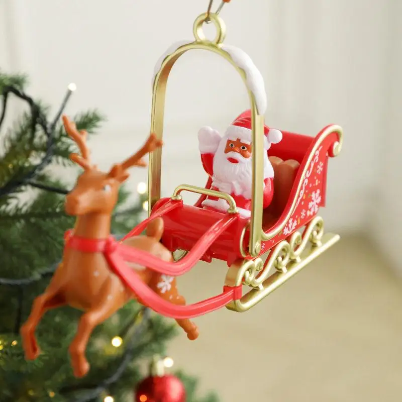Revolving carriage tree top star Santa electric plug-in luminous five-pointed star Christmas tree decoration