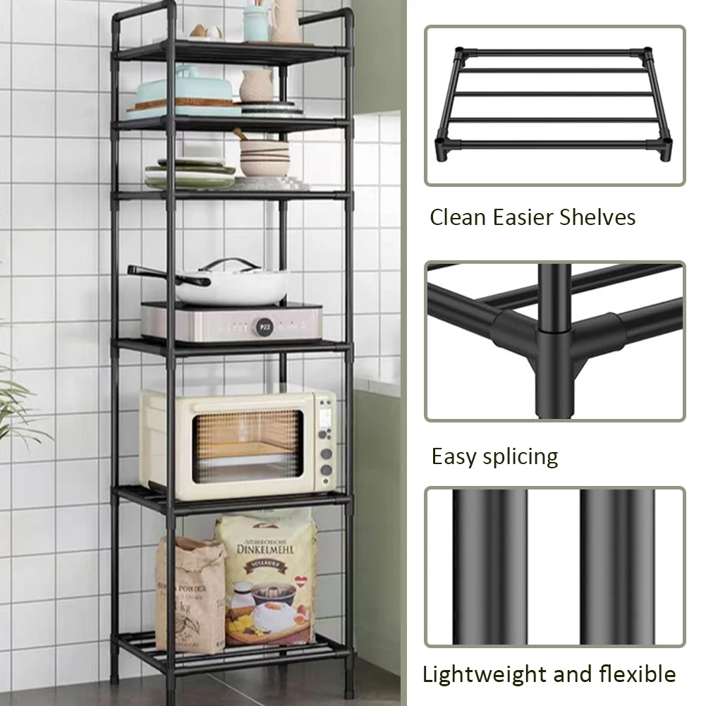 

6 Tier Metal Storage Shelf Multi-Function Utility Shelf Storage Rack Pantry Shelves for Kitchen Bathroom Laundry