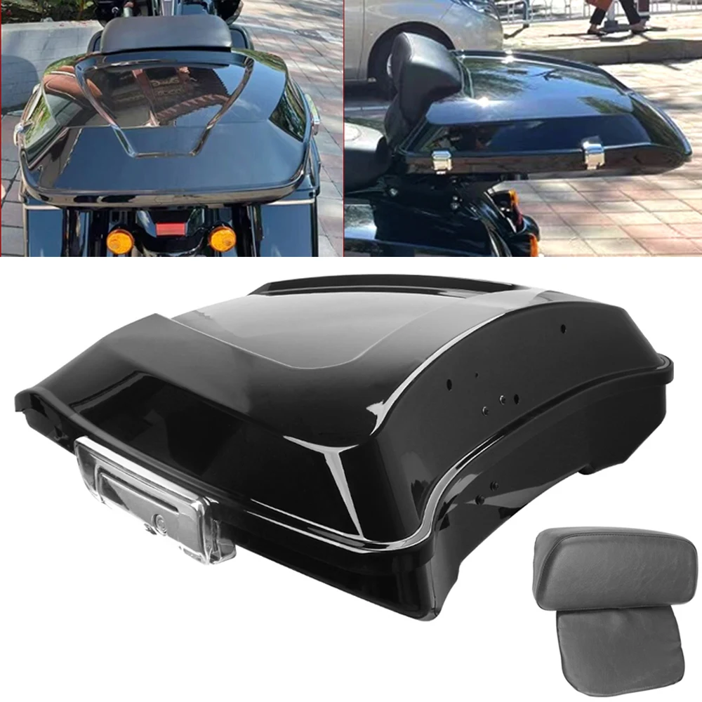 Motorcycle Trunk Luggage Tail Box Tour Pak Pack Angled w/Pad For Harley Touring CVO Electra Glide Ultra Classic Road King 97-21