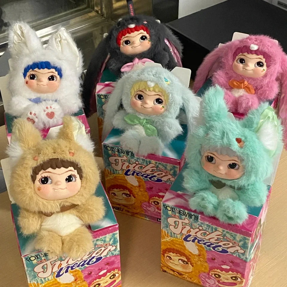 

New Wakuku Bunny Trick-or-Treat Blind Box Cute Action Figure Mystery Anime Doll Keychain Surprise Toy Fox Bunny Collectible