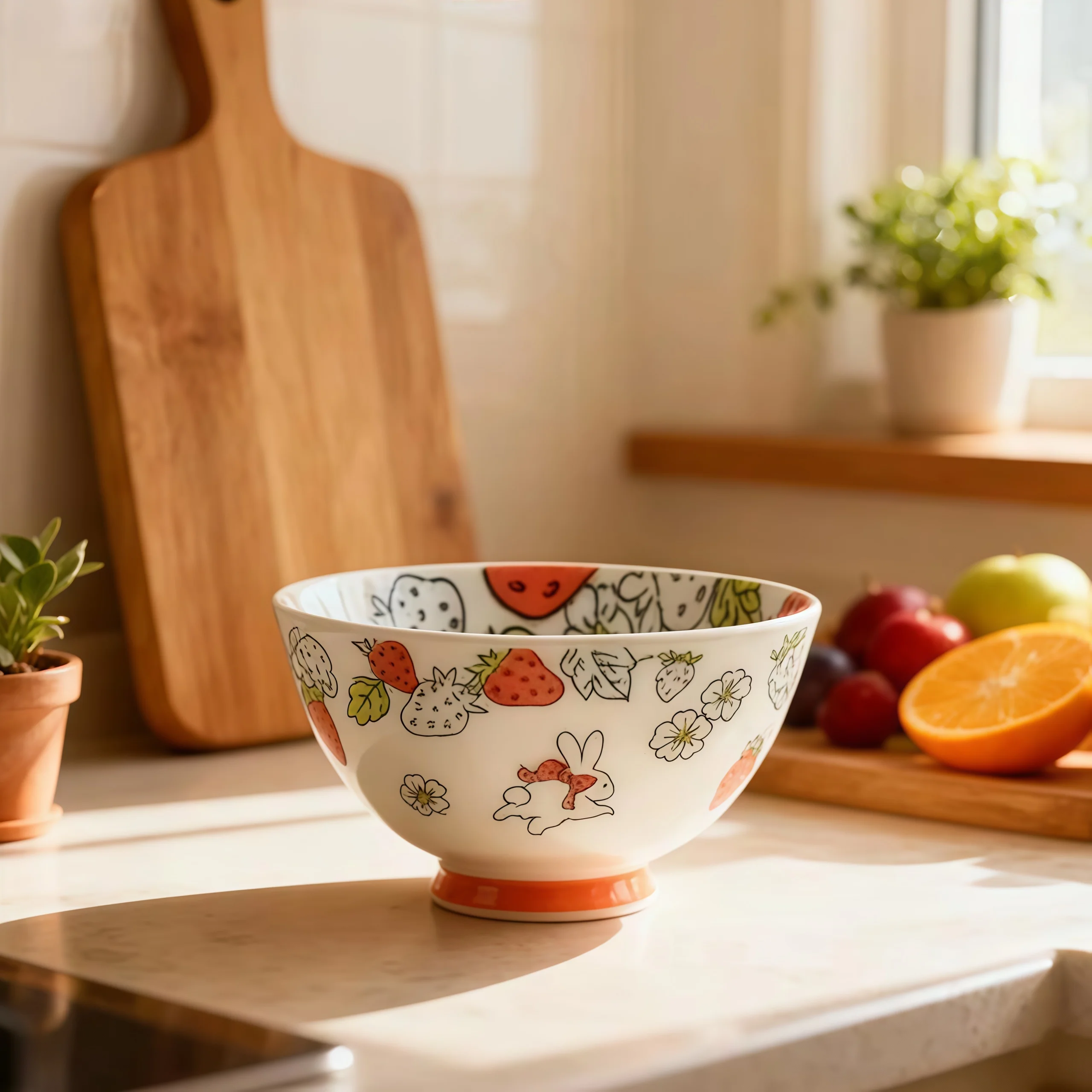 

Cerc Bowl Cartoon Animal Pattern Household Dinnerware Cute Rice Bowl High Aesthetic Handmade Soup Bowl Diwaer Se