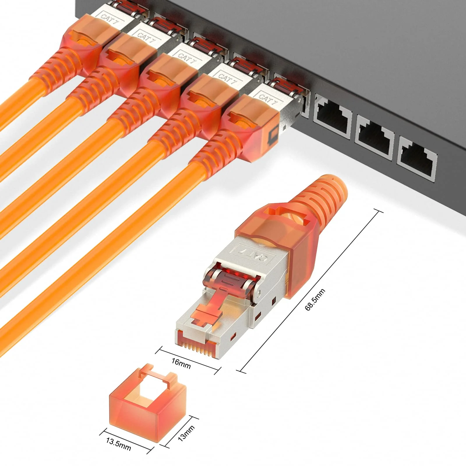 ZoeRax RJ45-Steckverbinder Cat6A CAT7 CAT8 Werkzeugfreier Abgeschirmter RJ45-Abschlussstecker, Zinklegierung Metallgehäuse – Detail 6