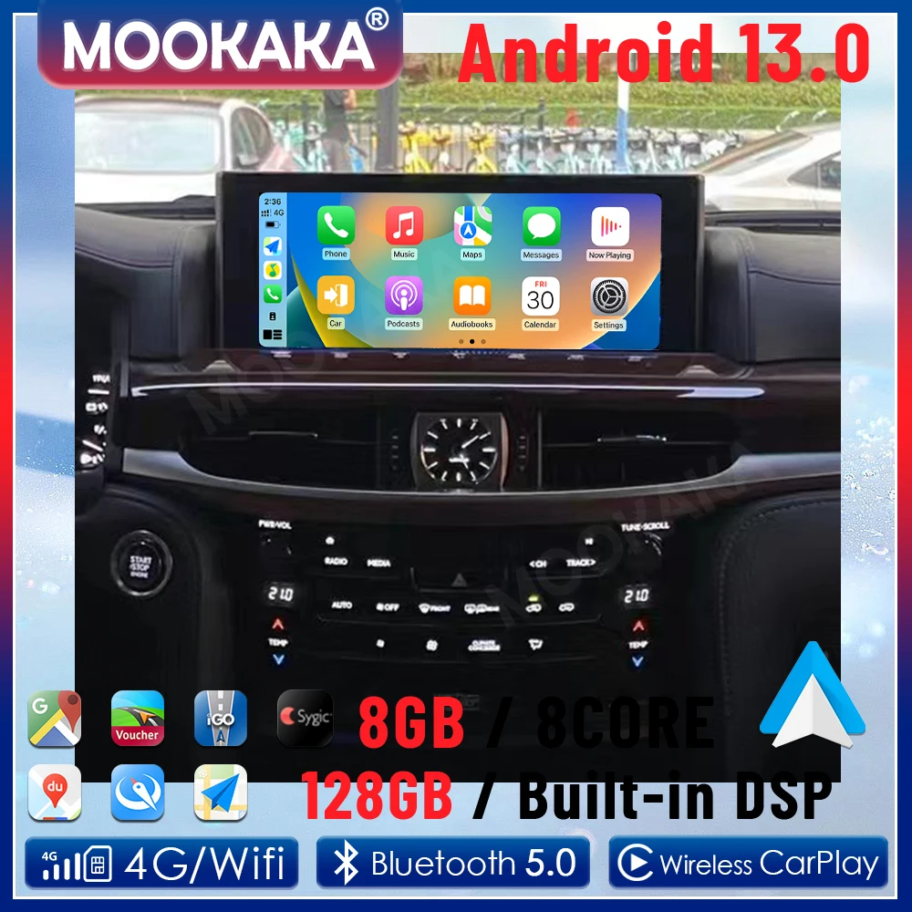 Android 13 Carplay For Lexus Lx570 2015-2021 Car Radio 8+128GB Multimedia Player 12.3