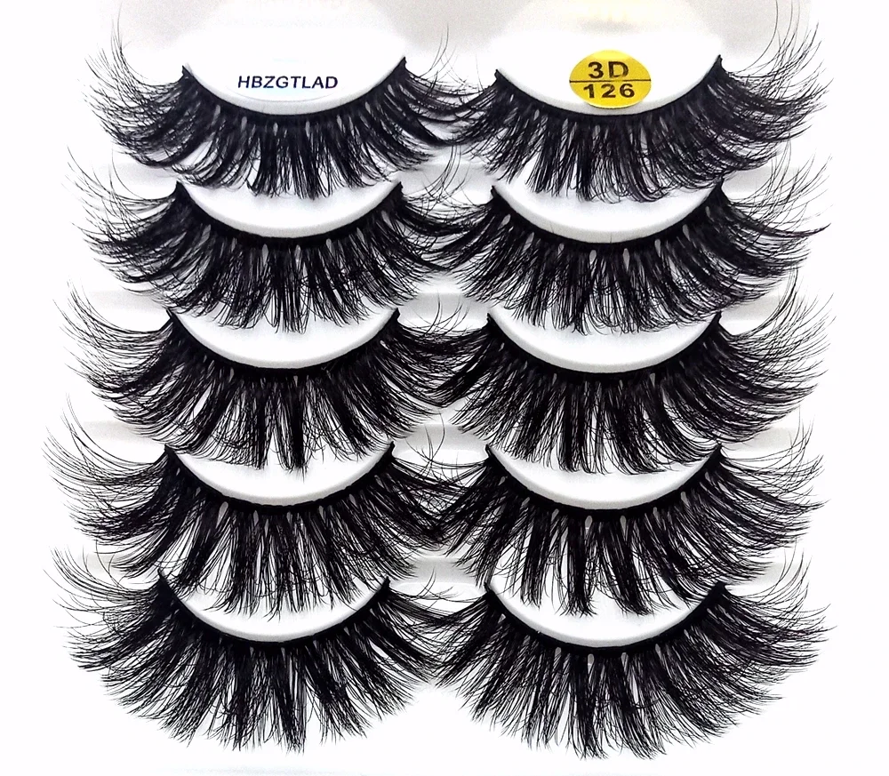 HBZGTLAD 5/10 Pairs 100% Real Mink Eyelashes 3D Natural False Eyelashes Mink Lashes Soft Eyelash Extension Makeup Kit Cilios