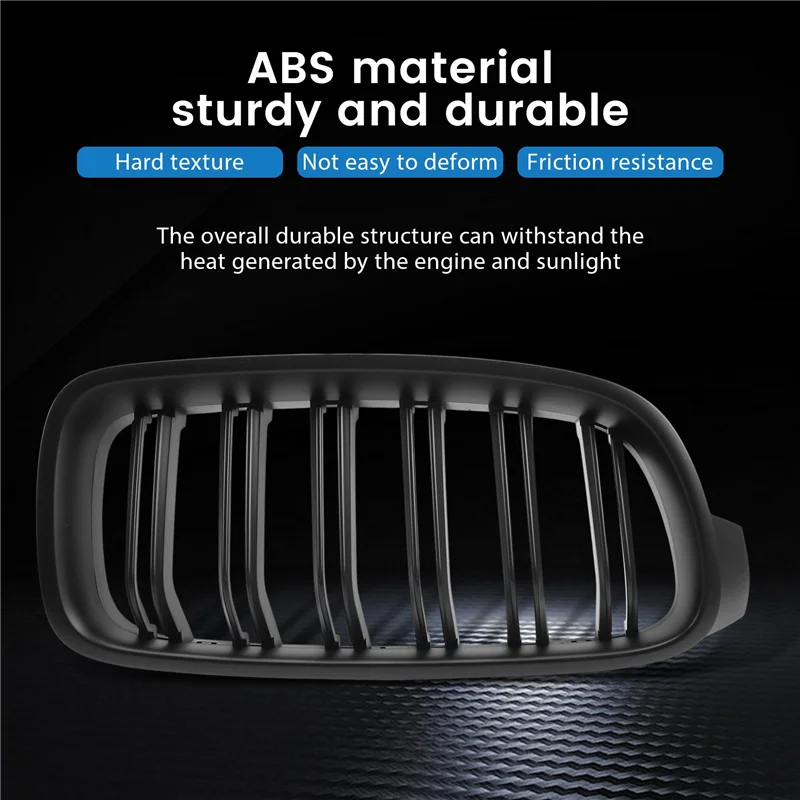 

H5-F30 Grill, Front Hood Kidney Grille For-BMW 3 Series F30 F31 F35 2012-2018 (Double Slat Matt Black Grill, 2-Pc Set)