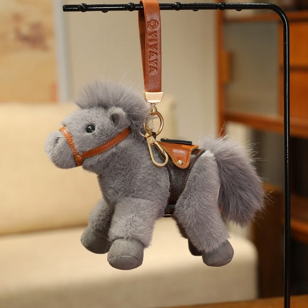 Cartoon Horse Stuffed Toy Keychain Stuffed Cute Pony Plush Doll Pendant Keyring Soft Simulation Horse Toy Keychain
