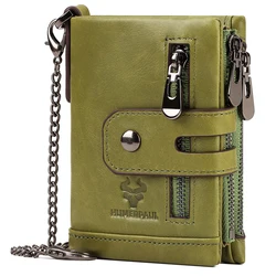 KAVIS Luxurious Genuine Leather Wallet With Zipper Coin Casual For Men Money Cowhide Card Holder Purse Double Bifold Pocket RFID