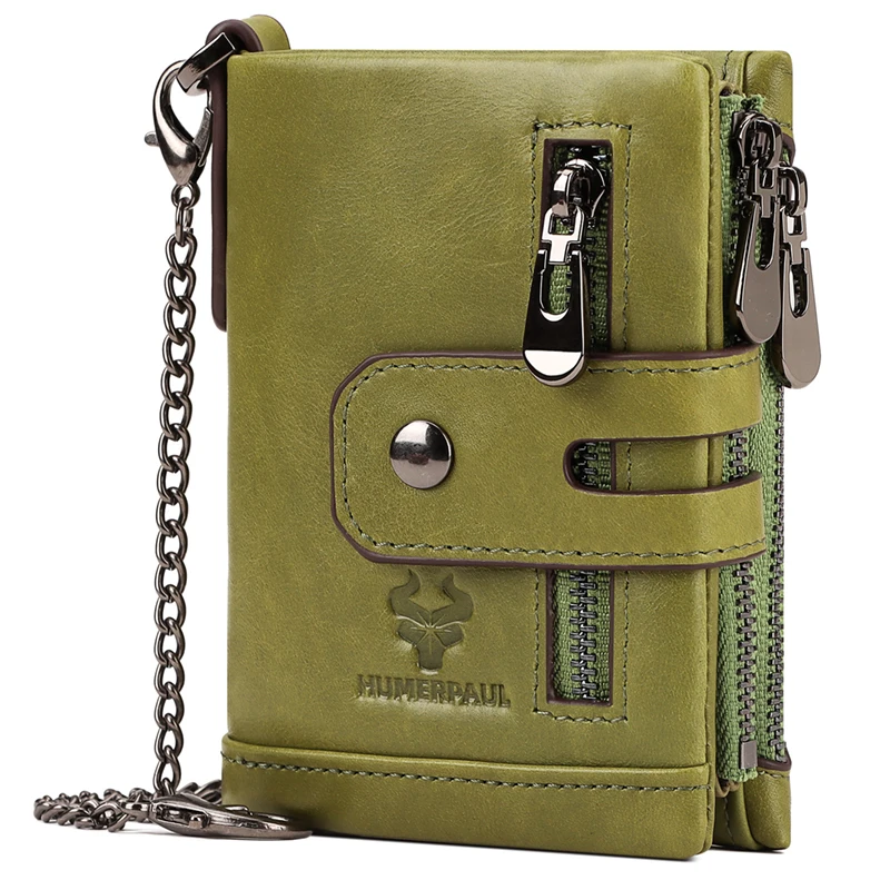 KAVIS Luxurious Genuine Leather Wallet With Zipper Coin Casual For Men Money Cowhide Card Holder Purse Double Bifold Pocket RFID
