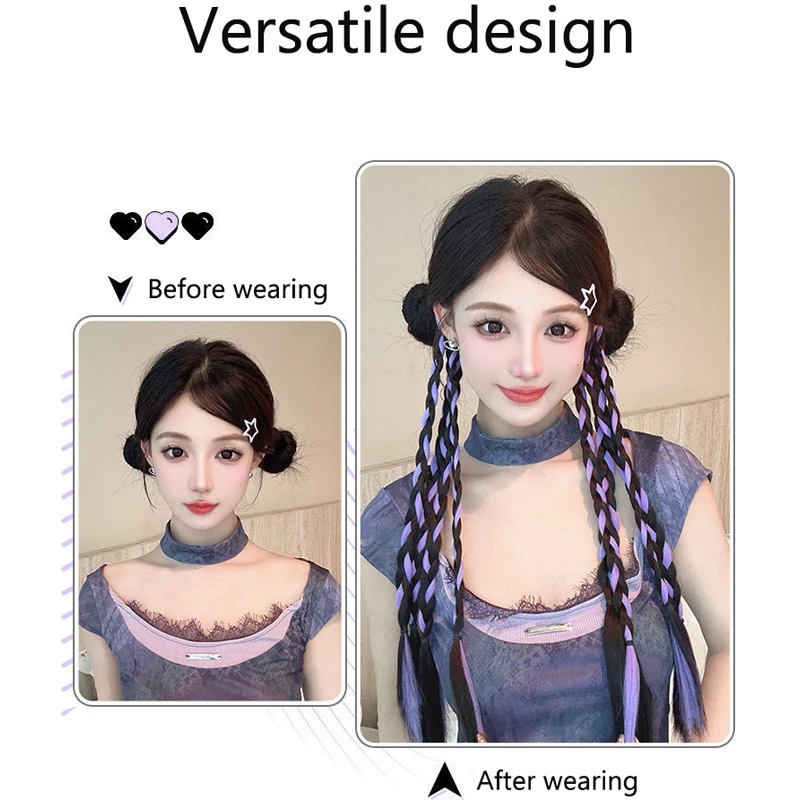 Kleurrijke vlecht vrouwelijk pittig meisje boksvlecht paardenstaart kantelen gebakken deeg twists vlecht dopamine netto rode vlecht boksvlecht teer