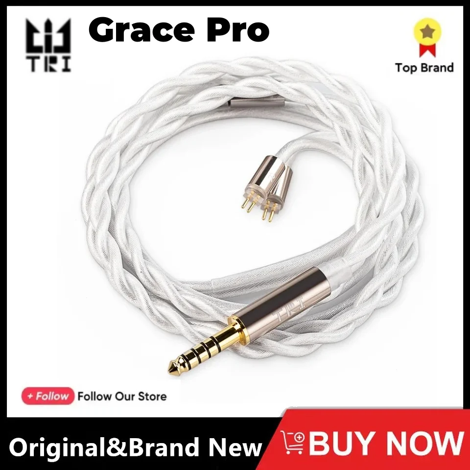 

TRI Grace Pro 5N OCC Silver-Plated Upgrade Earphone Cable 3.5MM/4.4MM Plugs With MMCX/2PIN Earbuds Connector for TRI I3 MK3