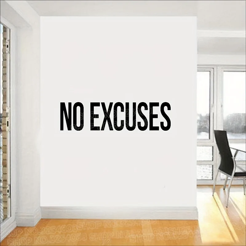 1pc Motivational Gym Vinyl Decal Inspire Your Workouts With No Excuses Quote Fitness Wall Sticker For Home Gym Interior Sport