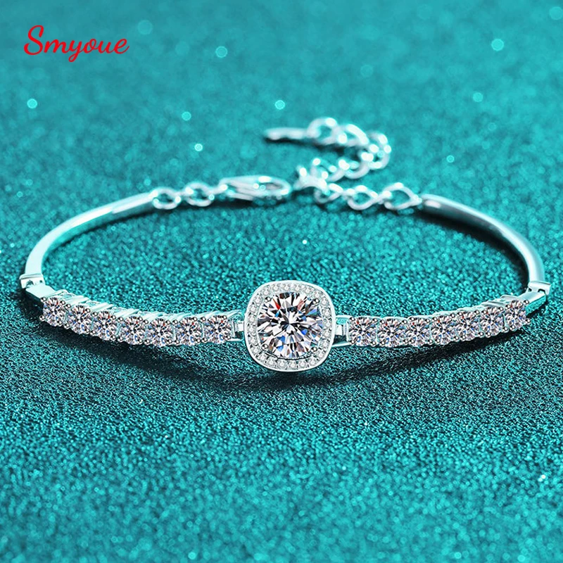 

Smyoue 2.4cttw 6.5mm Genuine Moissanite Bracelets for Women Lab Diamond Original 925 Sterling Silver Sparkling Chain Wholesale