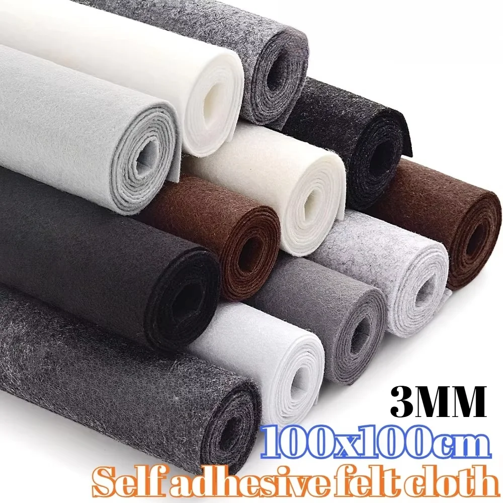 3mm Thick Hard Self-adhesive Felt Sheet 100x100cm Non-woven Fabric DIY Craft Supplies Hand Embroidered Felt Accessories