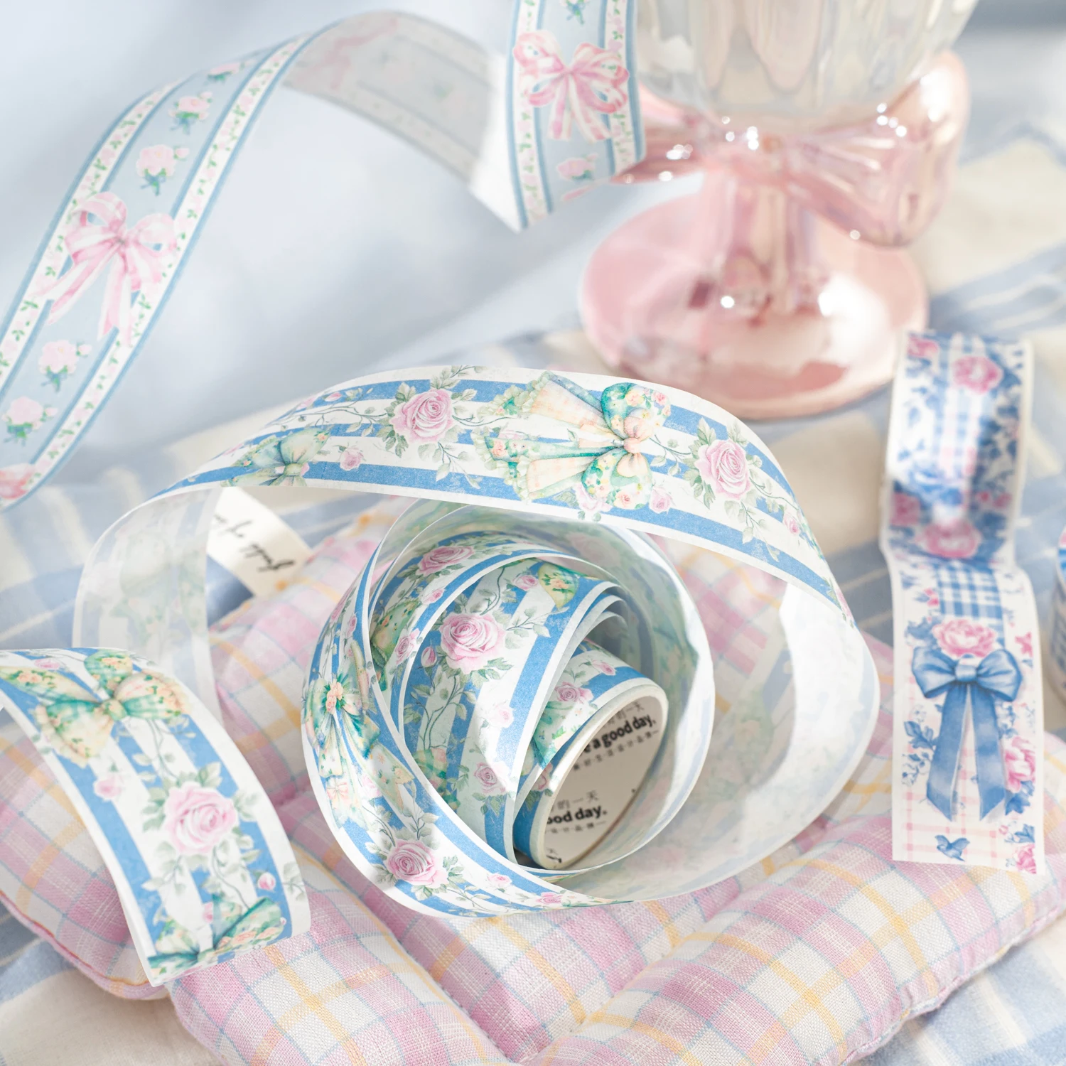 

25mm*200cm Alice Dream Textile Workshop Series Vintage Bow Flower Landscape Washi Tape Creative DIY Journal Collage Stationery
