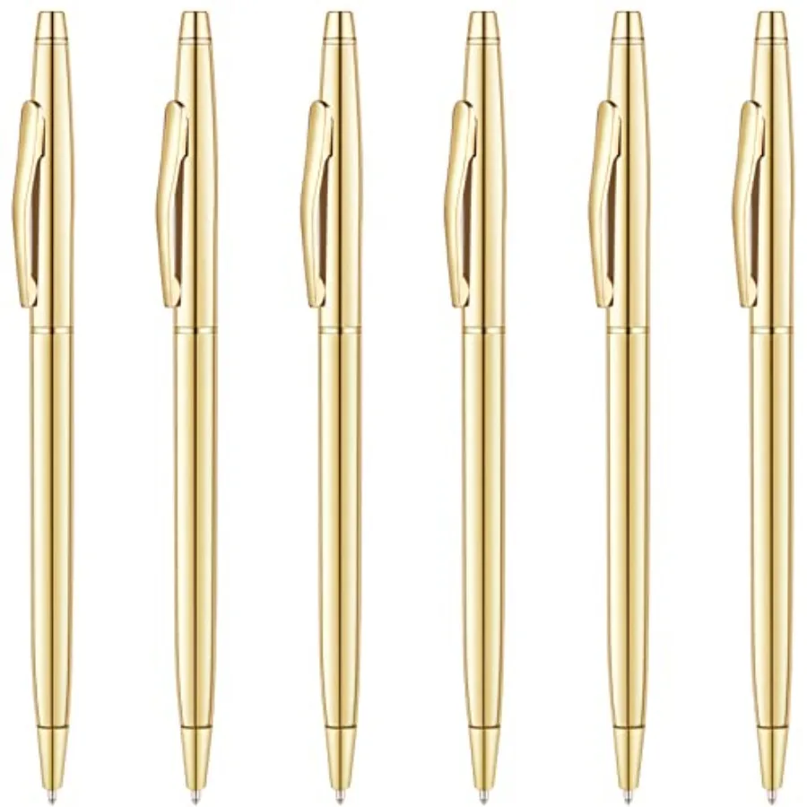 

6 Pack Slim Ballpoint Pens Black Ink mm - Black Ink, Nice Gift for Business Office Students Teachers Wedding Guest