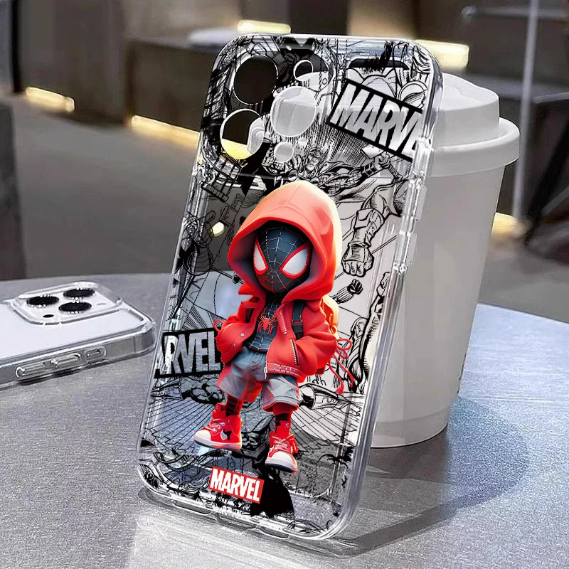 Marvel Spider man Fashion Boy For Realme10 9 C30 53 63 Narzo50 Find X5 Reno12 11 10 8 7 6 Pro Plus Transparent Space Phone Case