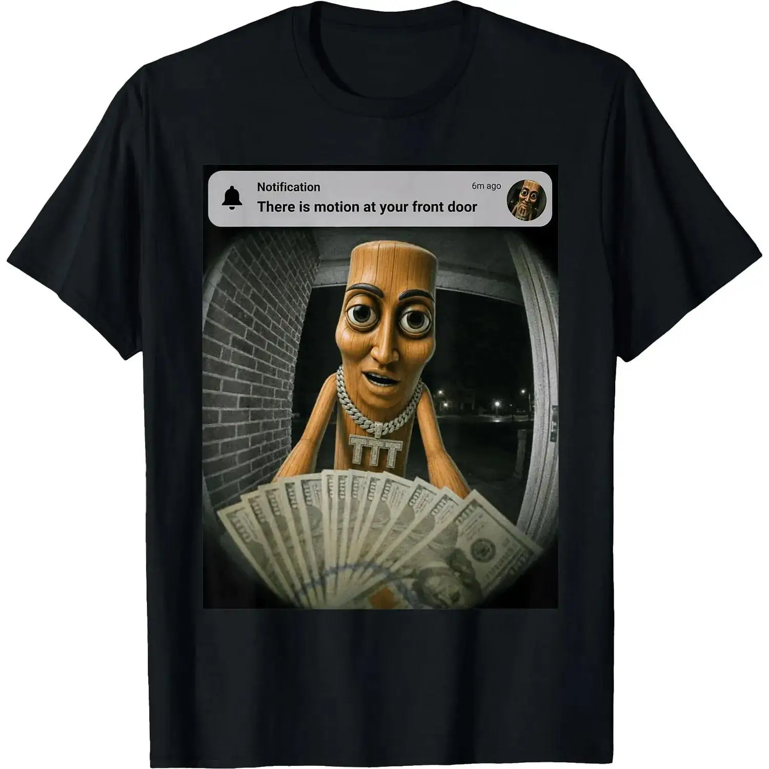 Tung Tung Tung Sahur Triple T Motion Front Door Brainrot Meme Cotton T-shirt Funny Graphic Tee