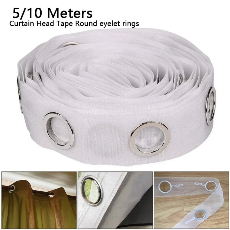 Curtain Heading Eyelet Tape Grommet Top White Ring Tape for Curtain Blinds Decor DIY Curtain Accessories 5 Rings/M