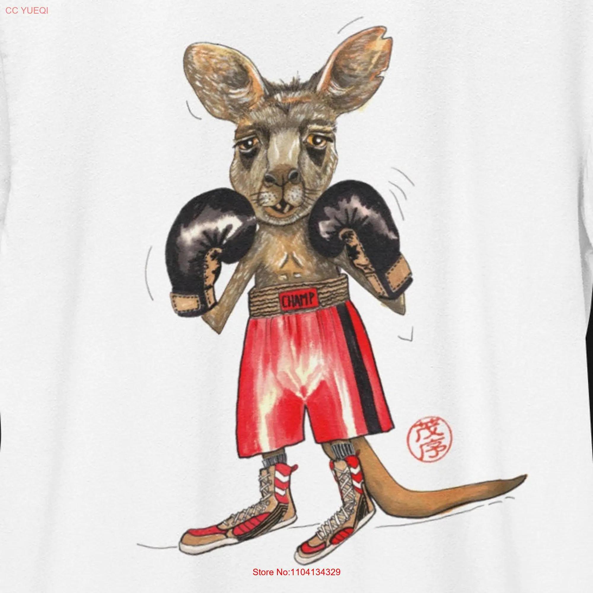 Kangaroo T Shirt soft cotton boxer gloves casual funny animal whimsical apparel original art graphic design fun novelty