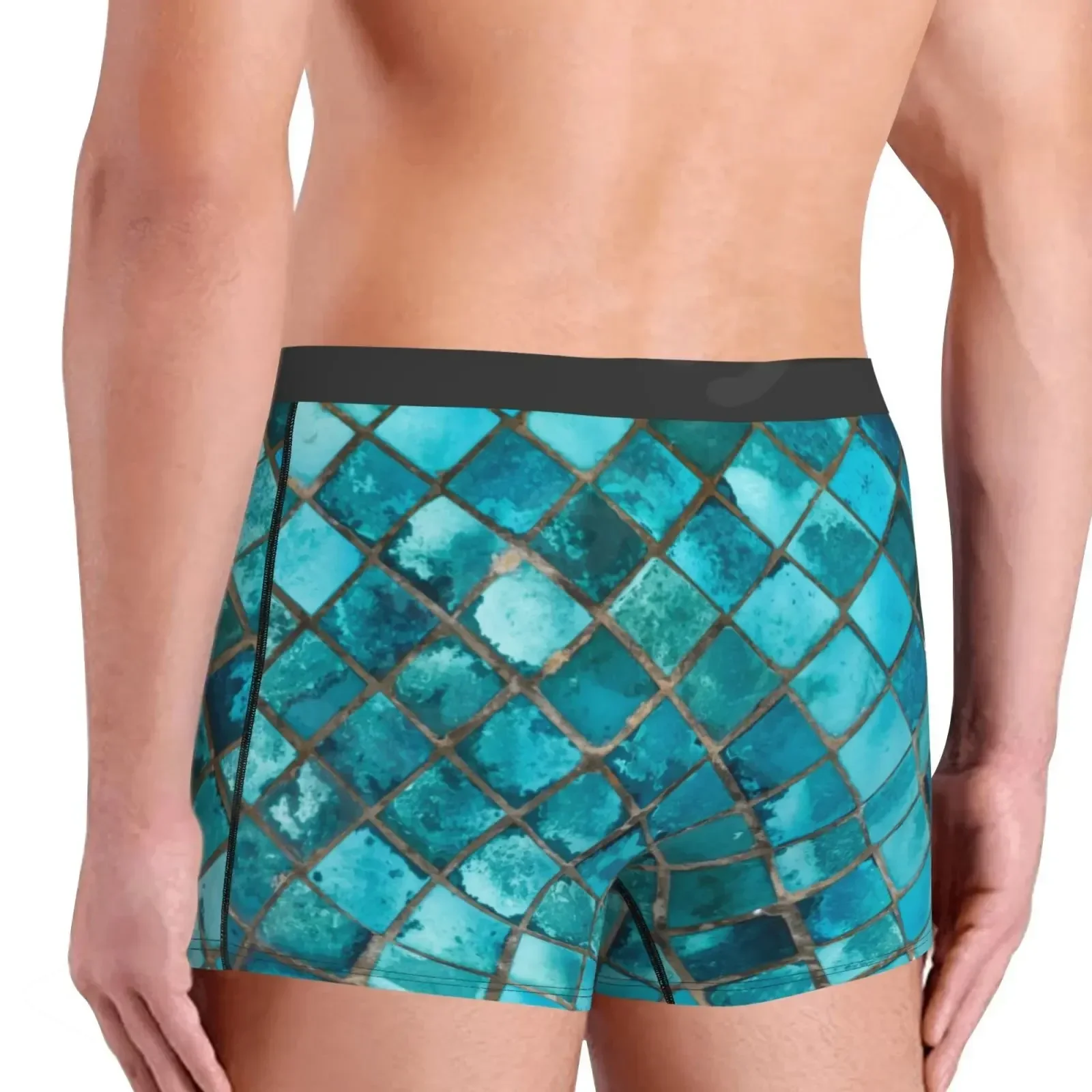 الفيروز الأزرق طباعة الرجال الملابس الداخلية الذكور مثير boxershort مريحة للتنفس رجل سراويل ropa الداخلية مثير دي hombre