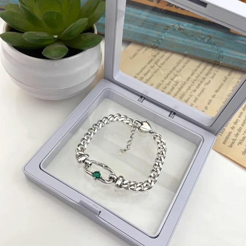 New Arrival 925 Sterling Silver Zircon Geometry Chain Bracelet For Women Gift Love Heart Design Punk Jewelry Dropshipping