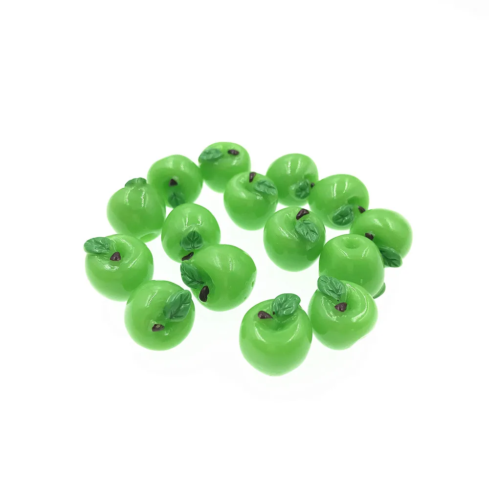 10Pcs/lot Mini Simulation Fruit Miniature Red Green Apple Resin Cabochons Accessories DIY Embellishments Jewelry Making Crafts
