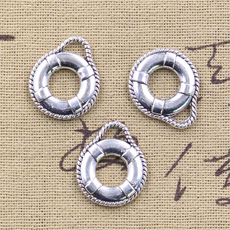 8pcs Charms Life Ring Swim Lifebuoy 21x18mm Antique Silver Color Pendants Making DIY Handmade Tibetan Finding Jewelry