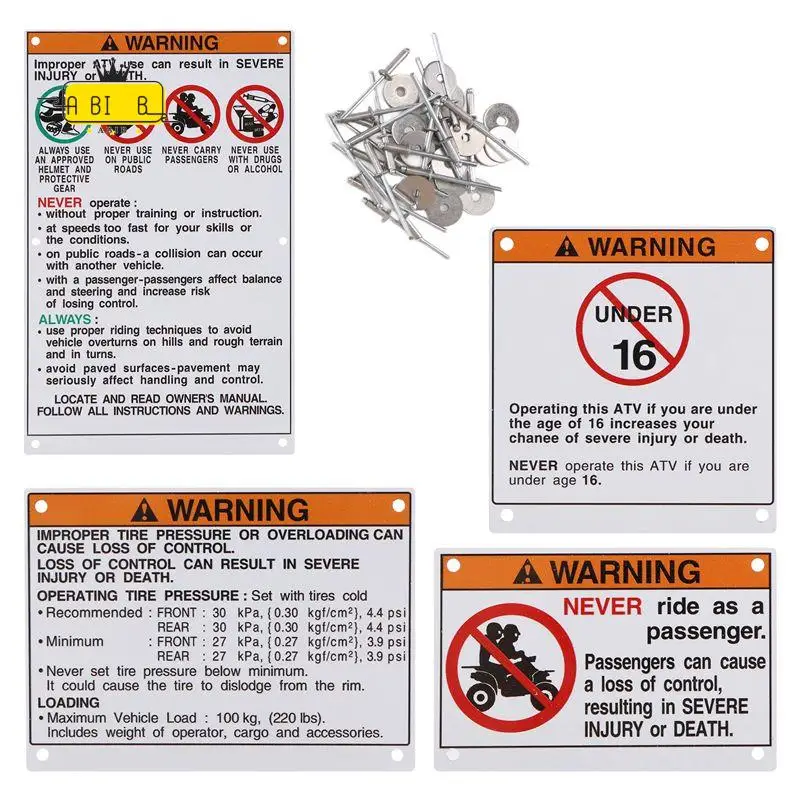 ABIB -Car Accessories Car Kit Warning Decals Stickers Labels Aluminum Backed For Yamaha