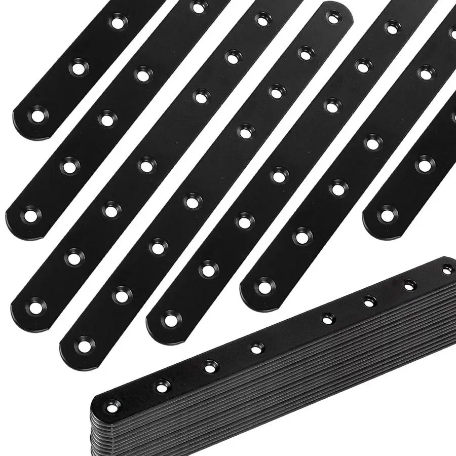 

Прямые черные металлические кронштейны 10 дюймов (250 мм) для крепления, сверхпрочные соединительные пластины для деревянных ограждений и книжных полок