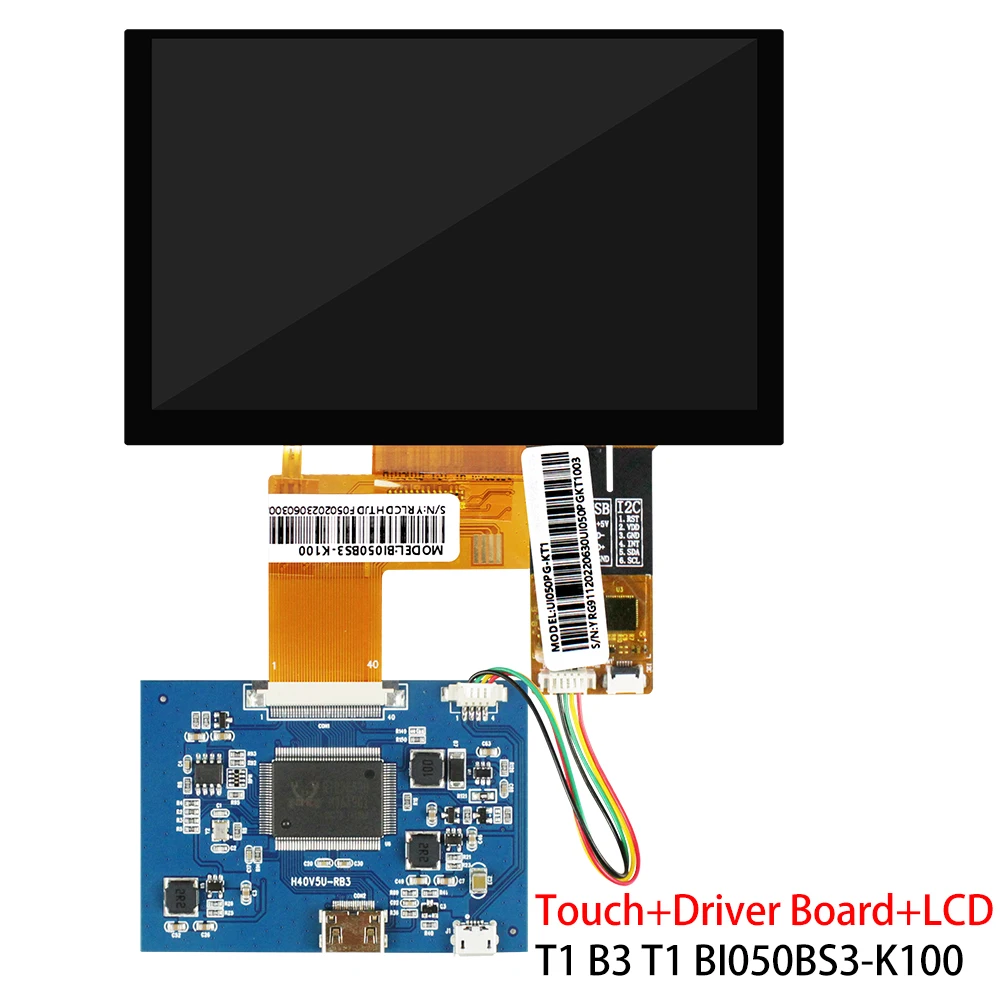 Touch Screen para Monitor de Sinal, Placa HDMI, Módulo IPS, Resolução de 1000 Nits, RGB, TFT, HD, BI050BS3-K100, 5 ", 800x480