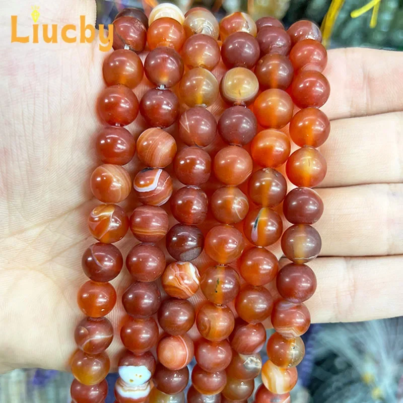 Naturstein, mattes Rot, gestreifte Achatperlen für die Schmuckherstellung, DIY, Damenohrringe, Accessoires, Bastelarbeiten, 15 Zoll, 4/6/8/10/12/14 mm. – Detail 6