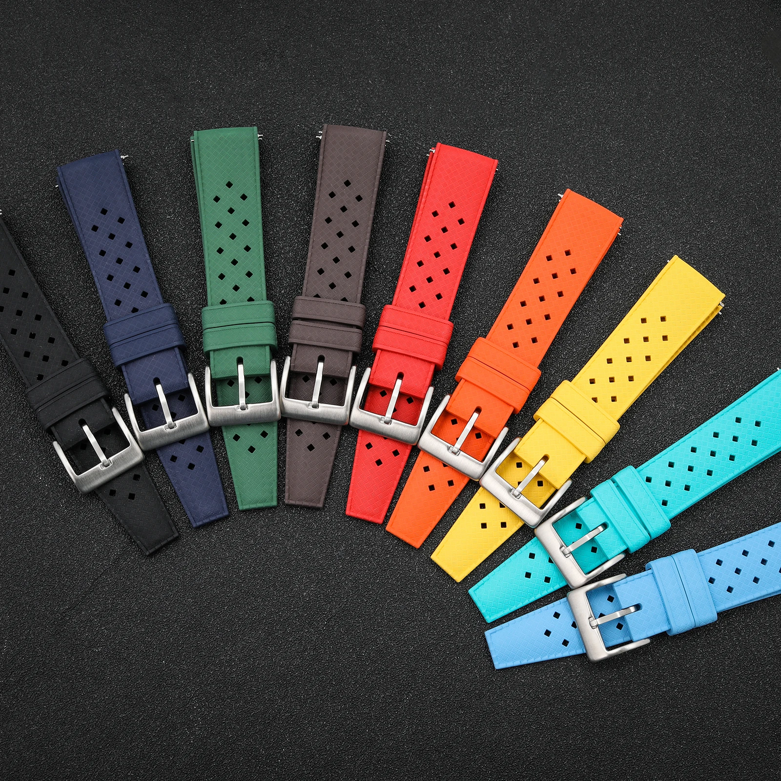 WATCHDIVES Premium Grade FKM Rubber Watch Strap for Seiko for Rolex 20/22mm Fast Release Watchbands Rubber Strap Tropical Strap
