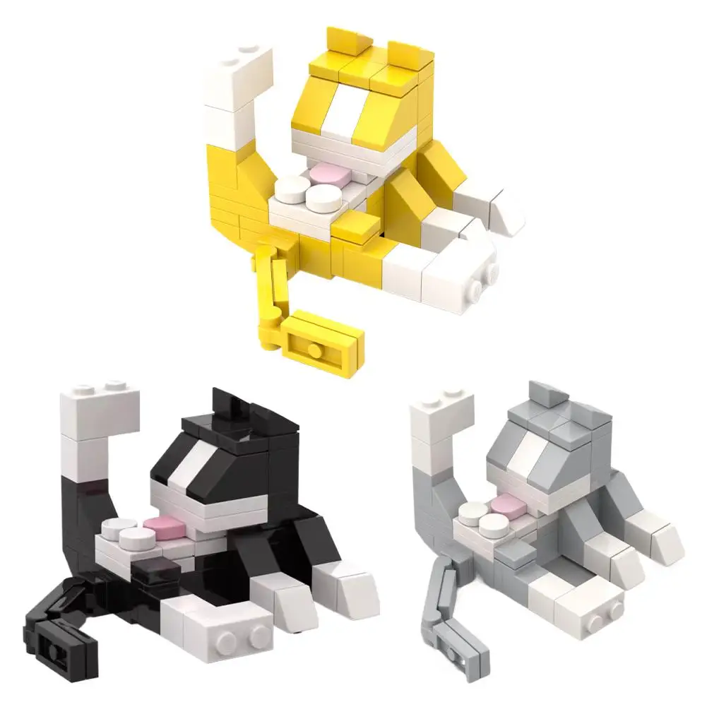 1 عدة الحيوان سلسلة MOC الطوب القط الشكل DIY بها بنفسك اللبنات الاطفال التعليم لعب للأطفال هدية عيد ميلاد #6