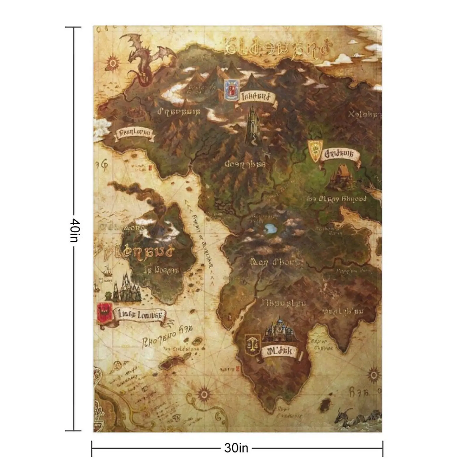 Eorzea FFXIV Map Throw Blanket Custom Soft Big Decorative Sofas for sofa Fashion Sofas Single Blankets