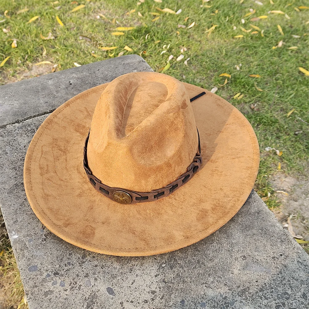 

Large Brim Suede Fedora Hat for Men and Women Jazz Hat All-match Khaki Black Top Hat Wide Brim Hat Travel Fashion DIY Hat