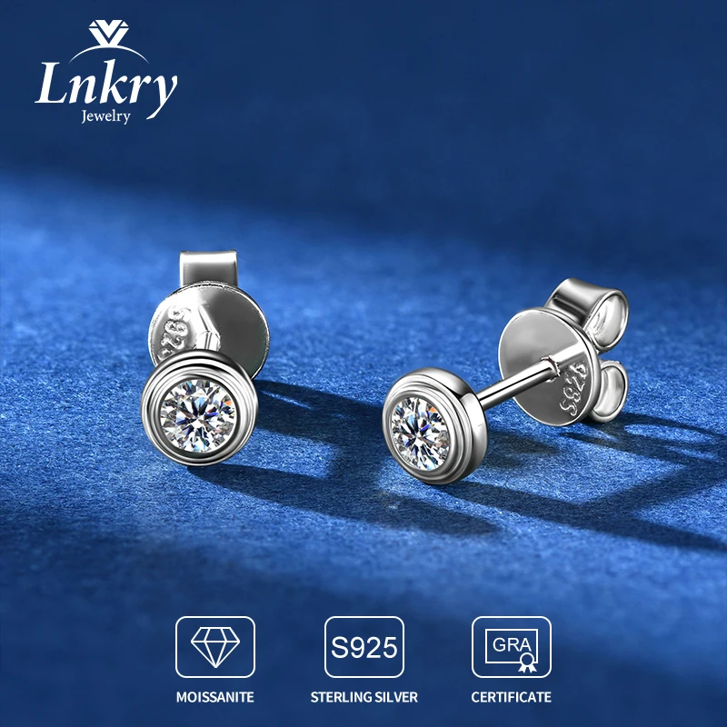 

Lnkry Certified GRA 3MM 0.1CT Moissanite Earring Real 925 Sterling Silver Cute Mini Stud Earrings For Women Girls Birthday Gift