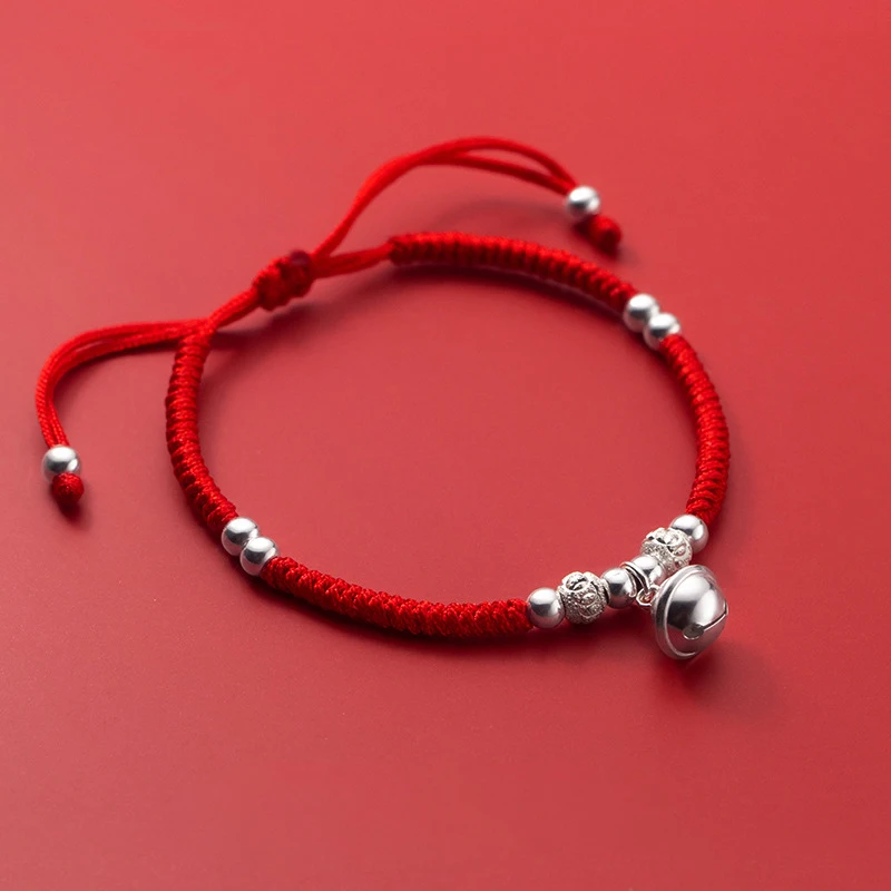 La Monada Bell Red Thread For Hand 925 Sterling Silver Bracelet Couple String Rope Red Thread Bracelets For Women Silver 925