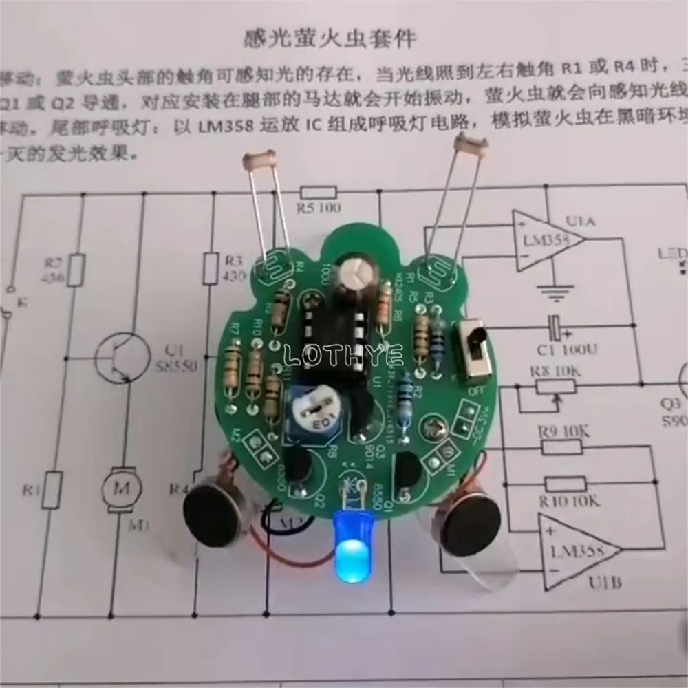 Photosensitive Firefly Kit Mobile Robot Electronic DIY Welding Parts Breathing Light Fun Electronic Manufacturing Circuit Board