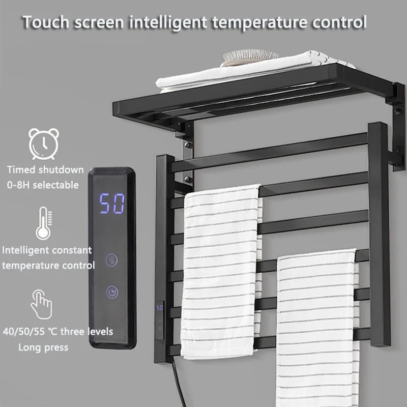 Intelligent One Click Start Electric Towel Rack With No Punching Wall Mounted Intelligent Touch Screen Heating And Drying