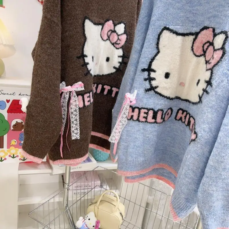 جديد الخريف والشتاء مرحبا كيتي حجم كبير لينة وشمعية لطيف الحلو الجاكار كسول نمط سترة المرأة الاتجاه بالجملة