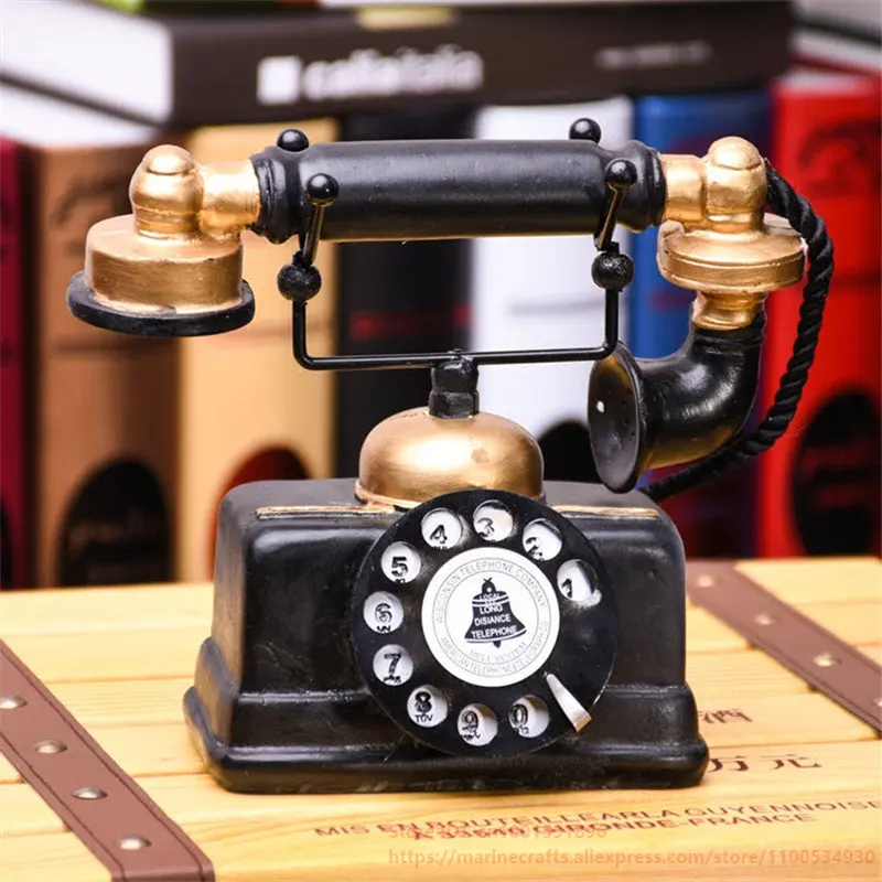 

New 2021 Figurines Miniature Retro Telephone Home Decoration Accessories Vintage Crafts Children's Room Living Room Decorations