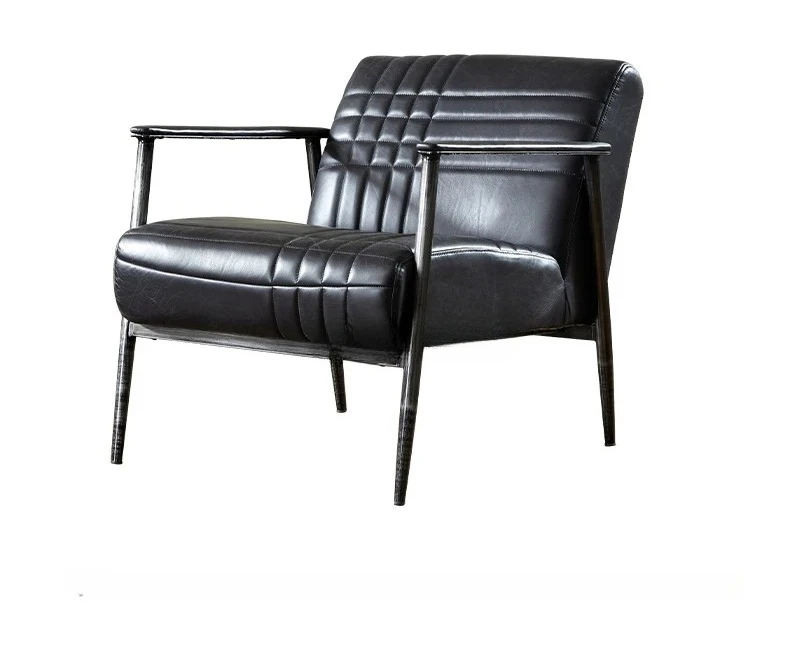 

Nordic Modern Minimalist Full Leather Couch Living Room First Layer Cowhide Light Luxury Iron Art Sofa