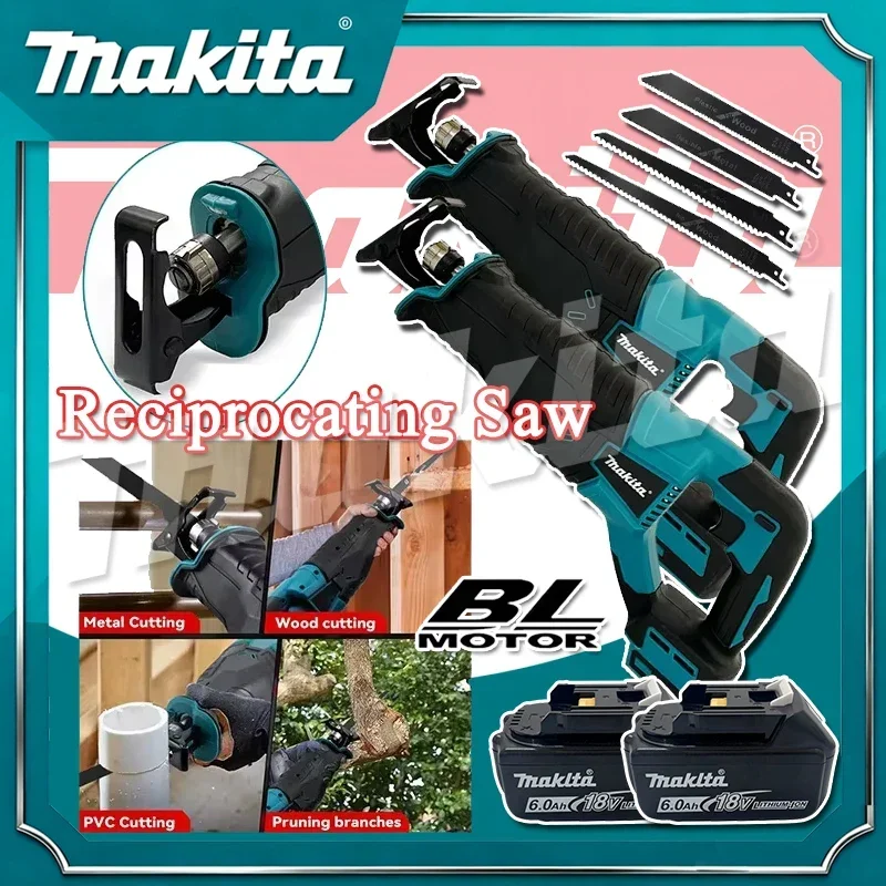 

Бесщеточная сабельная пила Makita, портативный аккумуляторный электроинструмент с 4 пильными полотнами для аккумуляторов 20В/18В