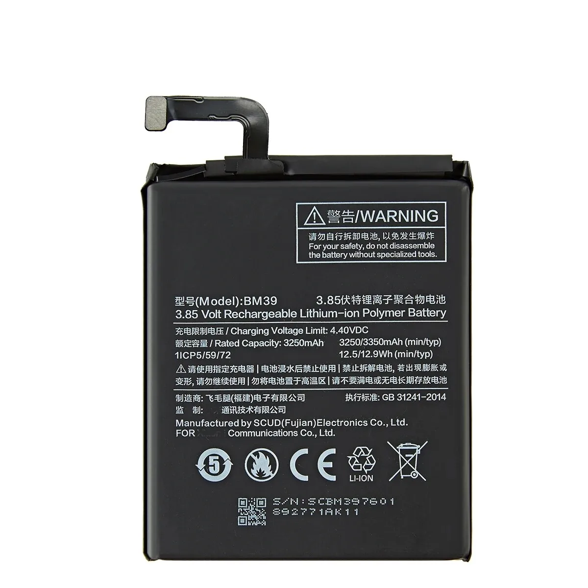 

newest New Battery 3250mAh BM39 For Xiaomi 6 Mi6 M6 batteria +tools